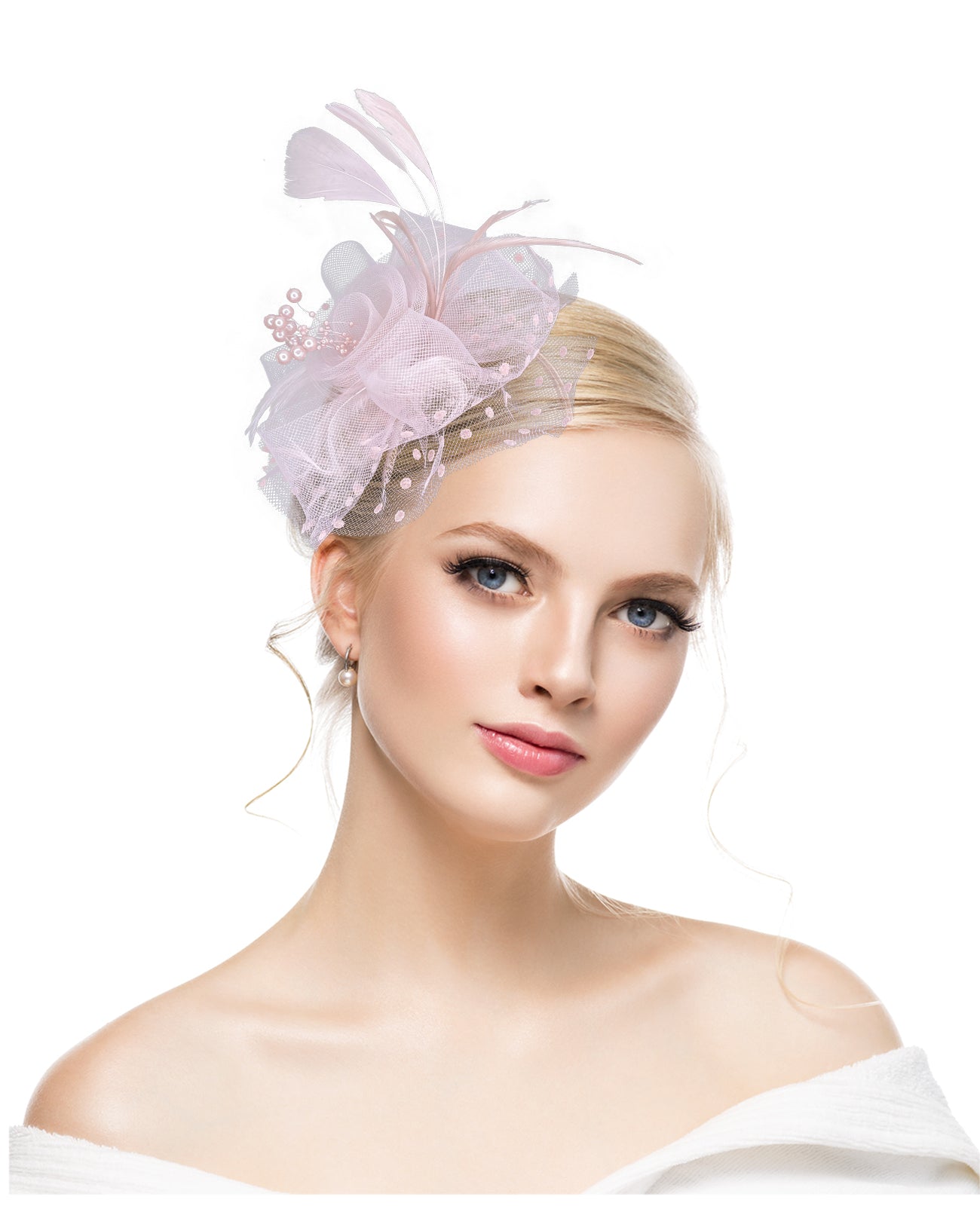 Retro mesh flower headdress bridal feather headdress hair accessories horse racing festival tea party dance hat headband