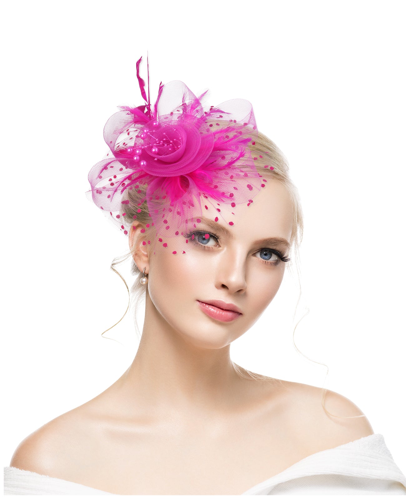 Retro mesh flower headdress bridal feather headdress hair accessories horse racing festival tea party dance hat headband
