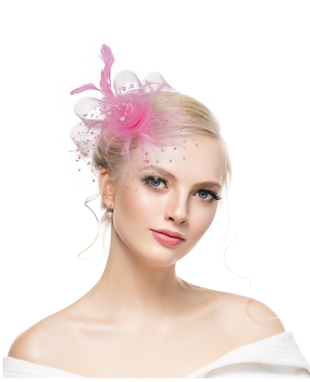 Retro mesh flower headdress bridal feather headdress hair accessories horse racing festival tea party dance hat headband