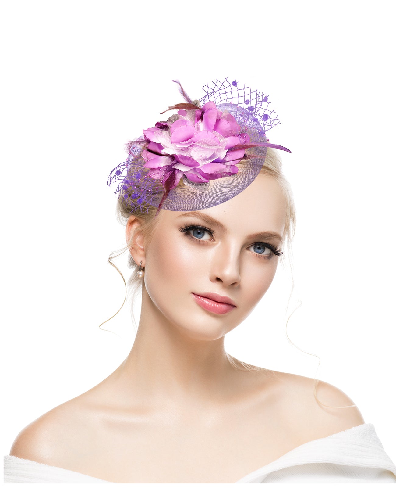 Boutique factory direct sales bridal hat retro mesh head flower feather hair accessories small hat hairpin bridal headdress
