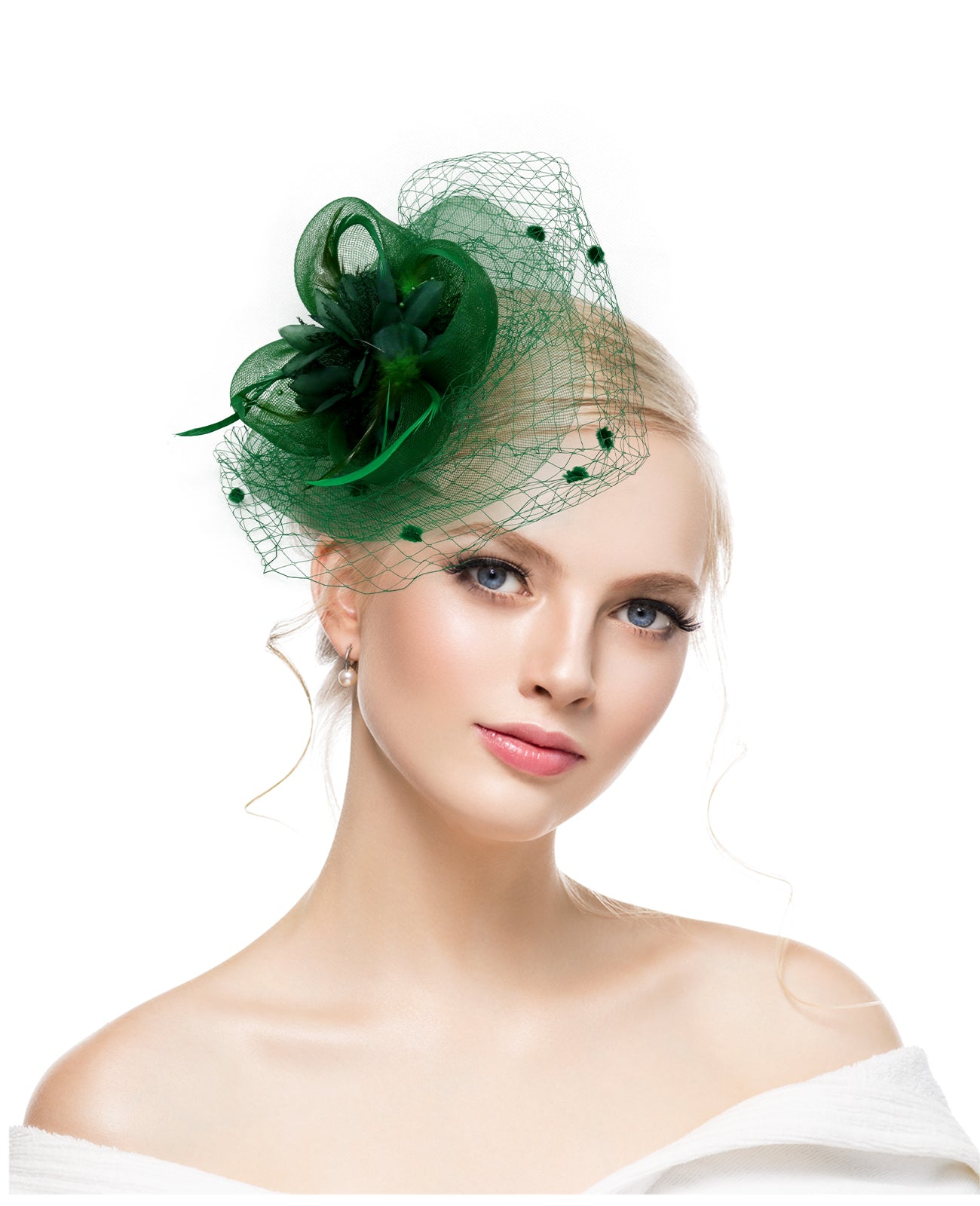Feather headdress bridal hair accessories flower mesh petal headdress bridal hat horse racing festival veil headdress hairpin