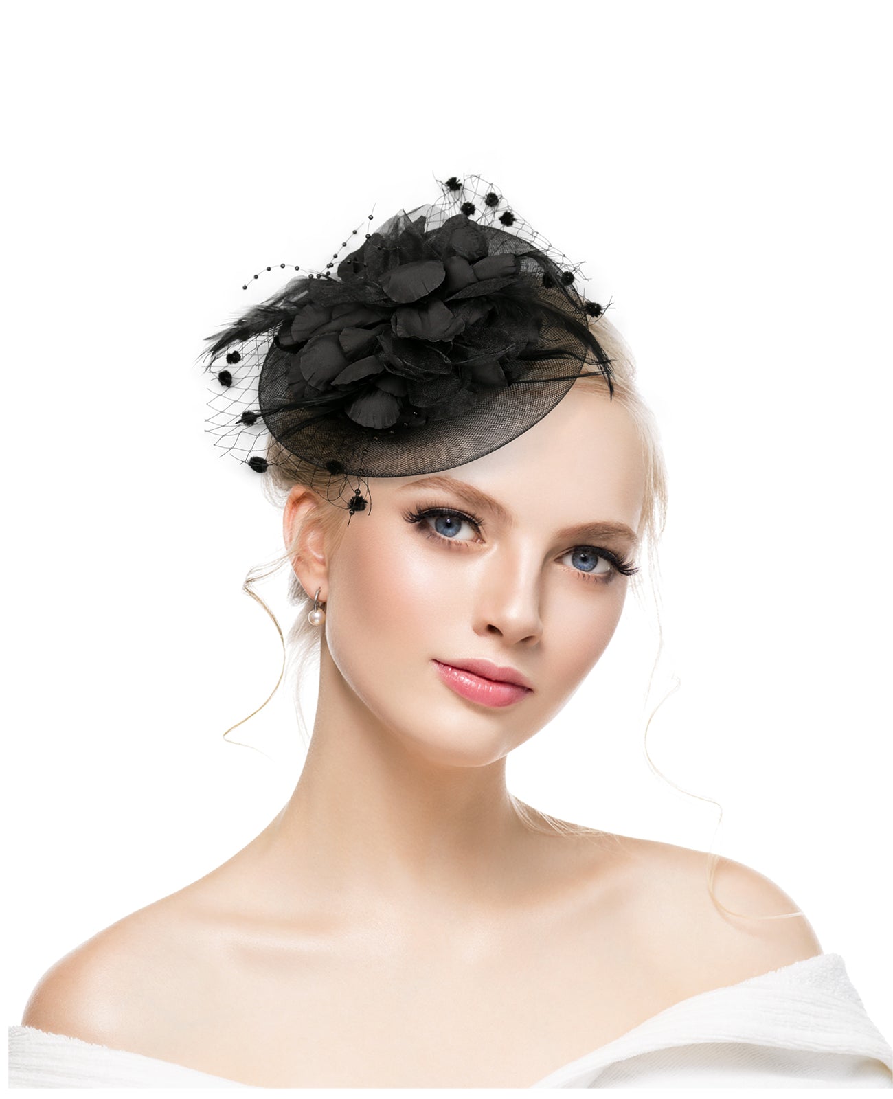 Boutique factory direct sales bridal hat retro mesh head flower feather hair accessories small hat hairpin bridal headdress