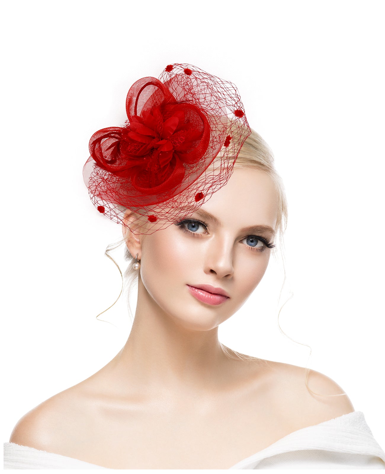 Feather headdress bridal hair accessories flower mesh petal headdress bridal hat horse racing festival veil headdress hairpin