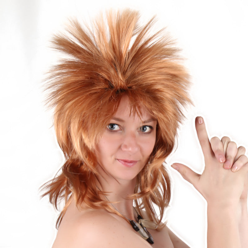 Halloween Costumes Male Wig Punk Heavy Metal Mullet Wig Brown Curly Long Straight Hair