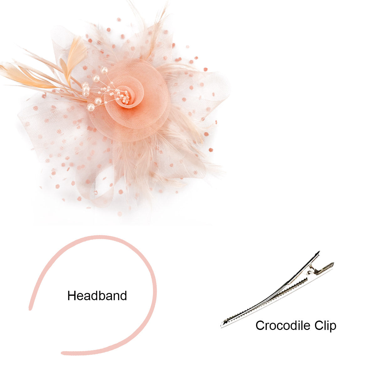 Retro mesh flower headdress bridal feather headdress hair accessories horse racing festival tea party dance hat headband