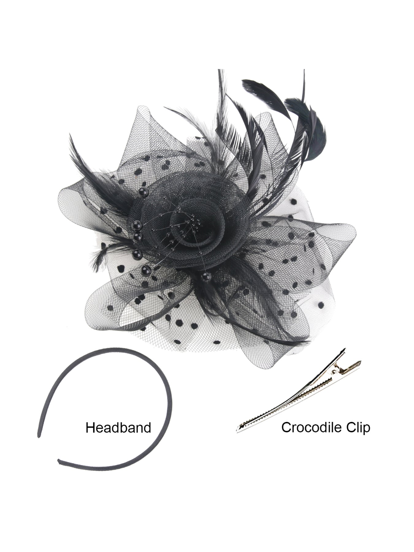Retro mesh flower headdress bridal feather headdress hair accessories horse racing festival tea party dance hat headband
