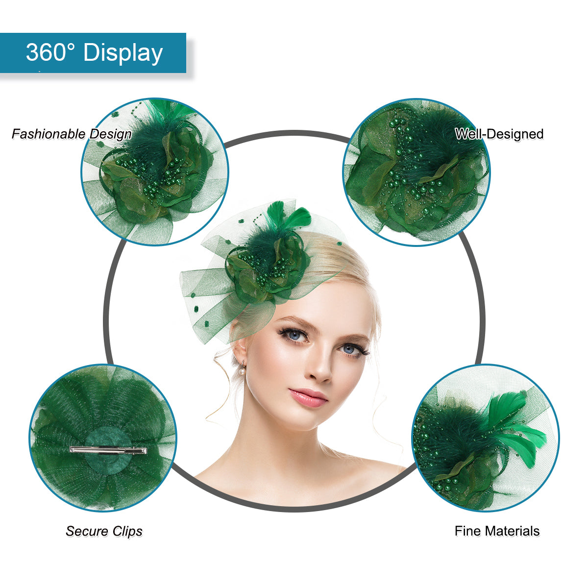 Exaggerated feather mesh headdress bridal party hairpin hat head flower Jockey Club headband hair accessories