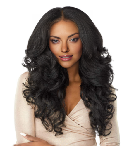 Middle-parted long curly hair black middle-parted fluffy long curly hair high-temperature synthetic fiber wig