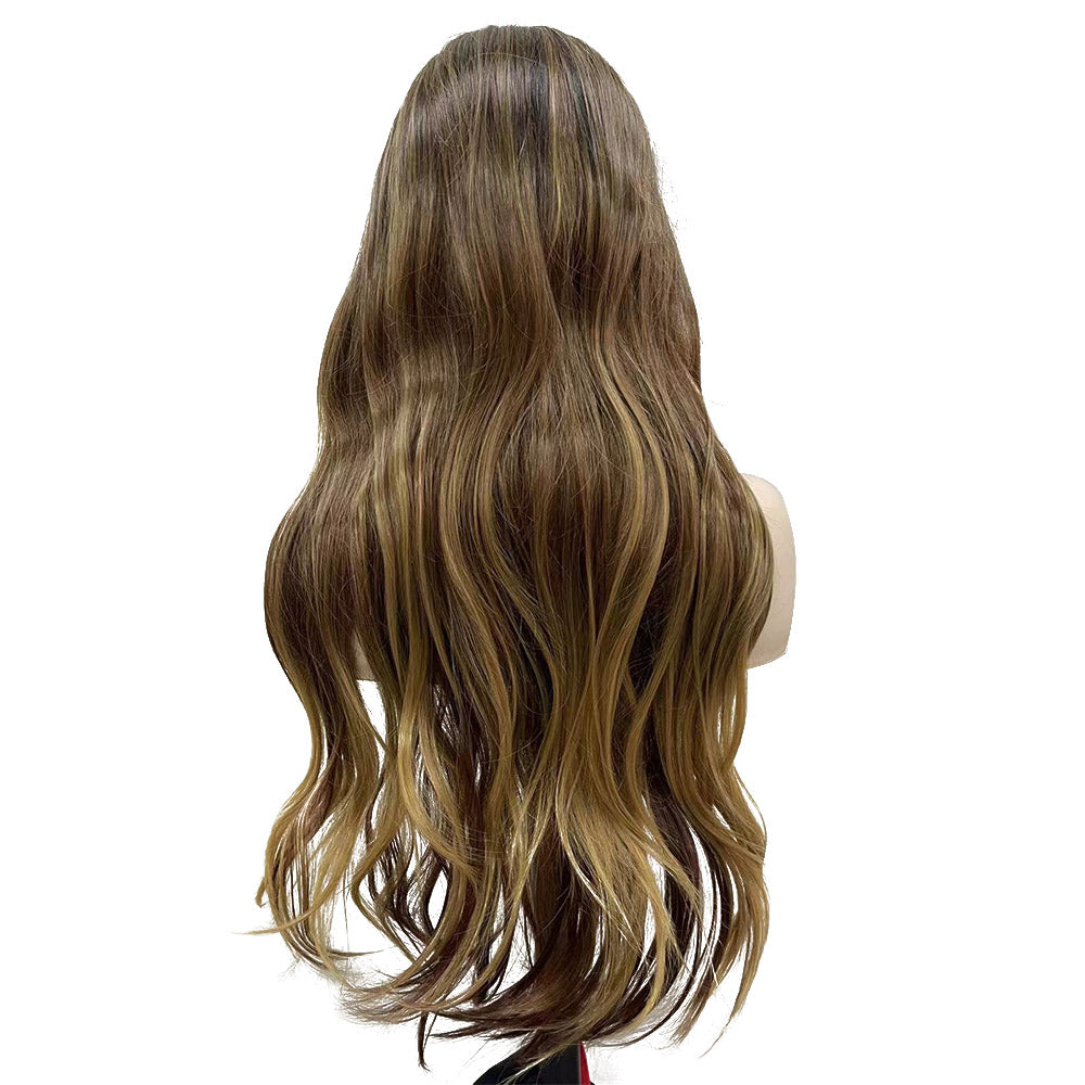 28 Inch Long Dark Brown Color Natural Wave Synthetic Wigs for Women Daily Party Wear