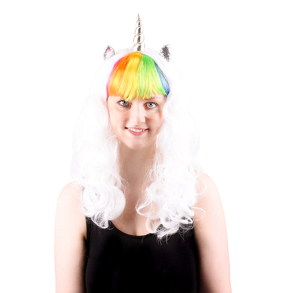 28 Inch Funky Long kinky Curl Unicorn Wigs For adults and children Synthetic Fiber Wig Party Wear