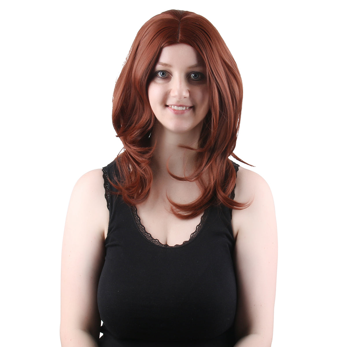 20 Inch Attractive Middle Length Brown Loose Wave Synthetic Fiber Wig For Women Daily Wear