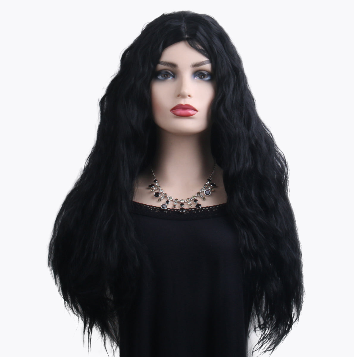 32 inches gradient black long curly hair ladies wig Europe and the United States wig synthetic wig