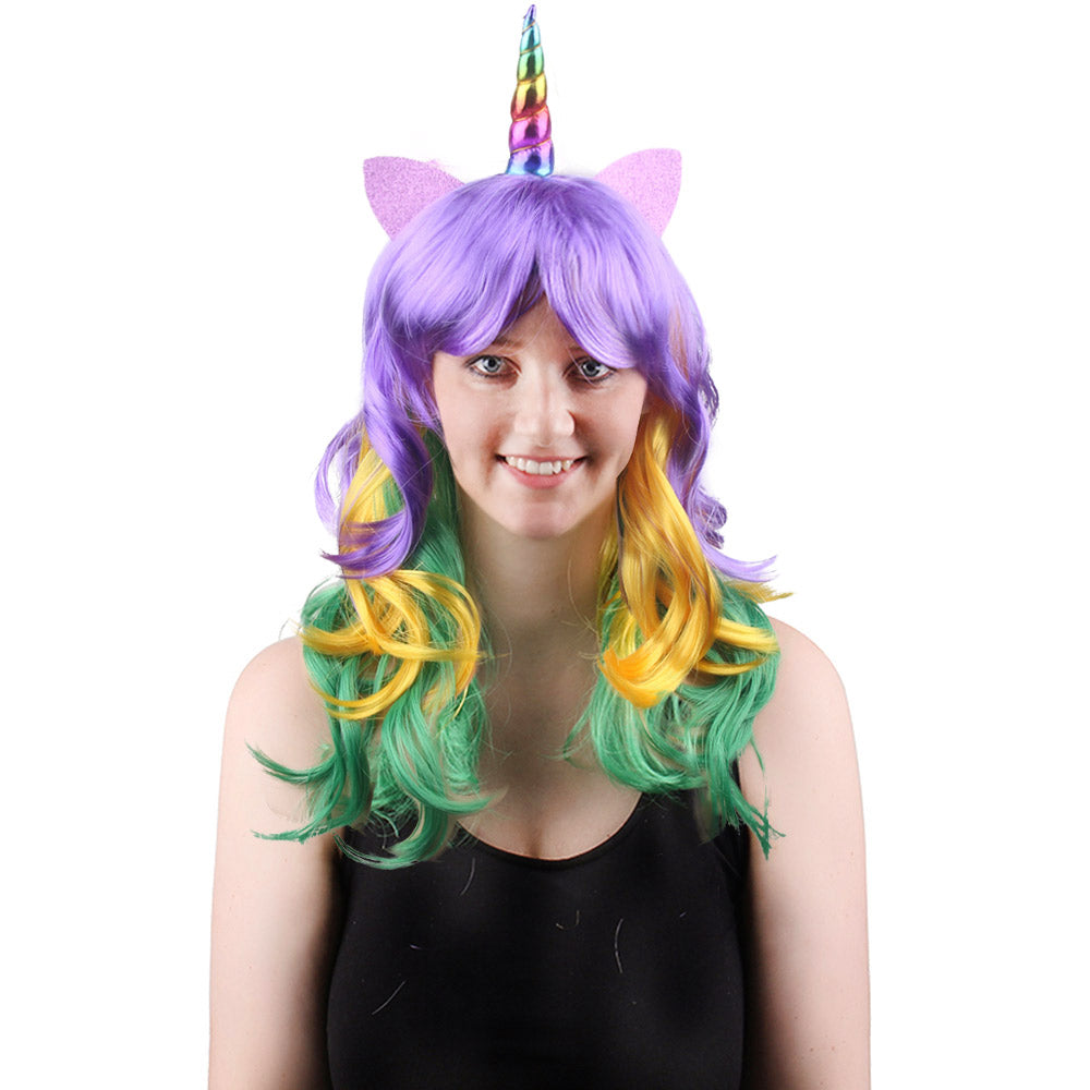 28 Inch Funky Long kinky Curl Unicorn Wigs For adults and children Synthetic Fiber Wig Party Wear