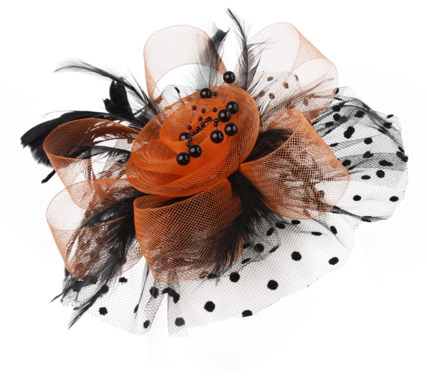 Retro mesh flower headdress bridal feather headdress hair accessories horse racing festival tea party dance hat headband