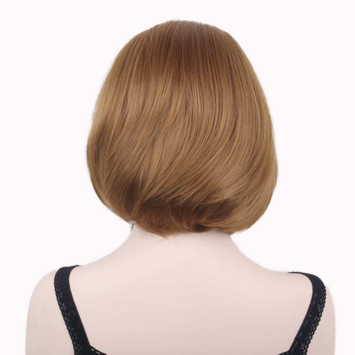 12 Inch Attractive Short Kinky Straight Dark Brown Ombre Synthetic Fiber Wig For Women Daily Wear