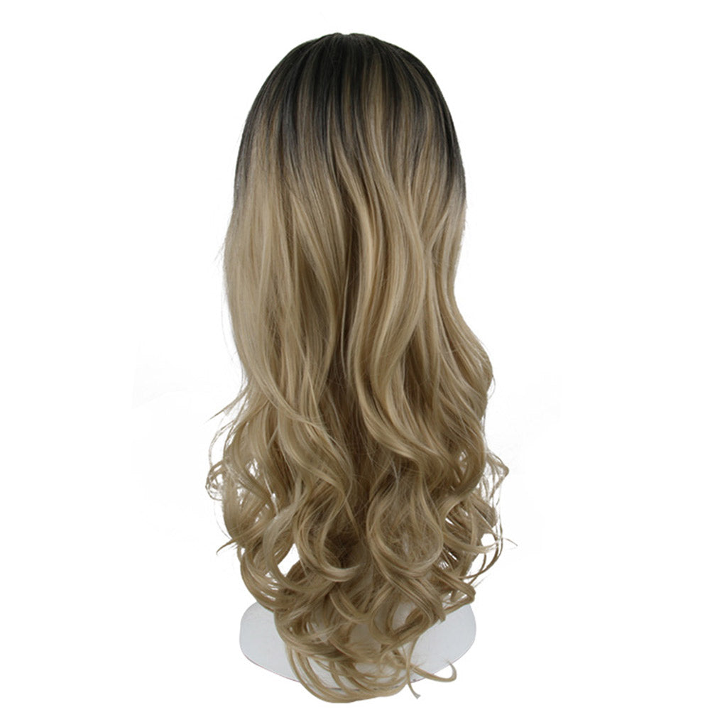 24 Inch Long Charming Black Brown Gradient Dwight Yoakam Synthetic Lace Front Wig Hair For Woman Daily