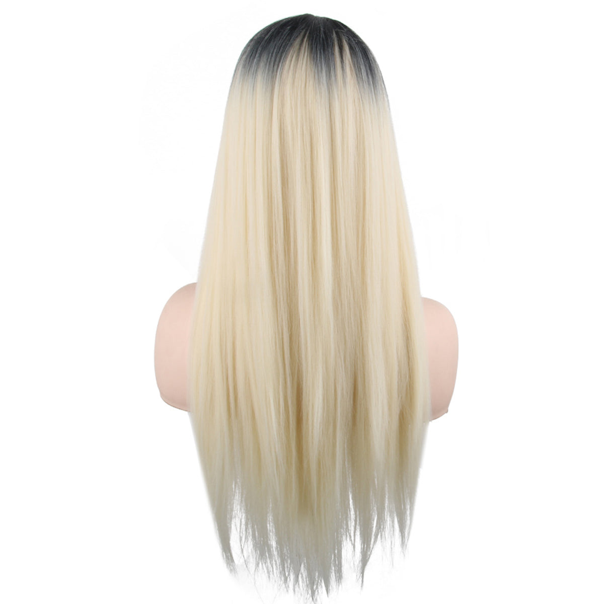 26 inches gradient blonde long straight hair ladies wig Europe and the United States wig synthetic wig