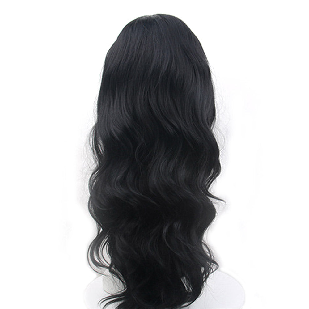 28 Inch Charming Long Black Natural Wave Synthetic Fiber Wig For Women Party Wear