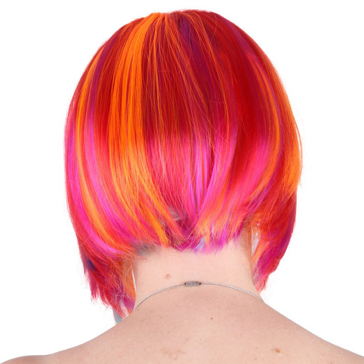 10 Inch Oq Hair Glueless Human Kinky Straight Colorful Wig For Daily Party