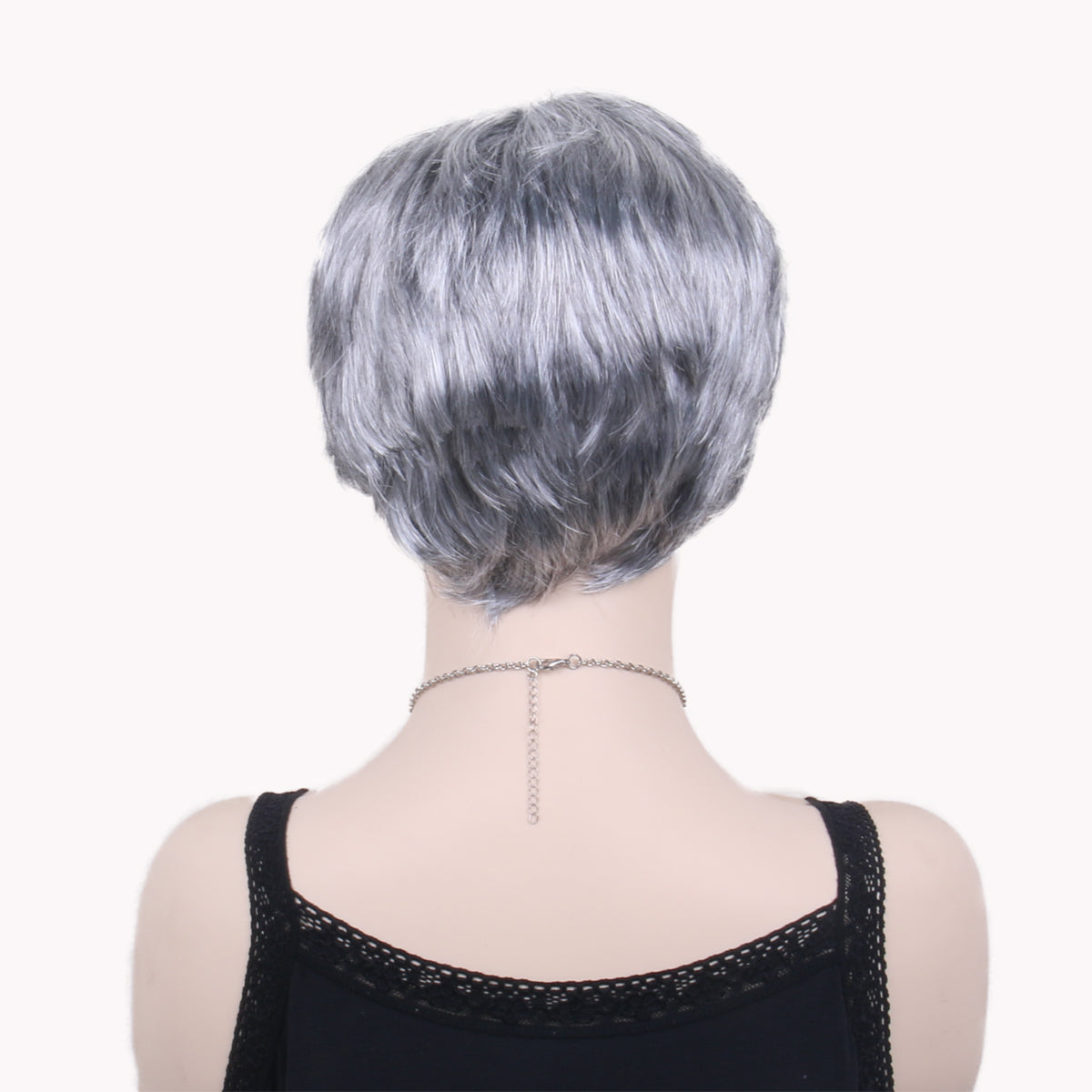 10 Inch Funky Short Silver Kinky Straight Synthetic Fiber Wig For Men Party Wear