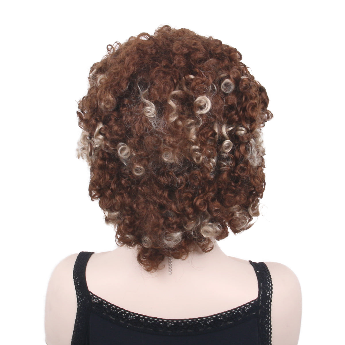 16 Inch Oq Hair Glueless Human Hair Curly Wigs Dark Brown Wig Party Wig