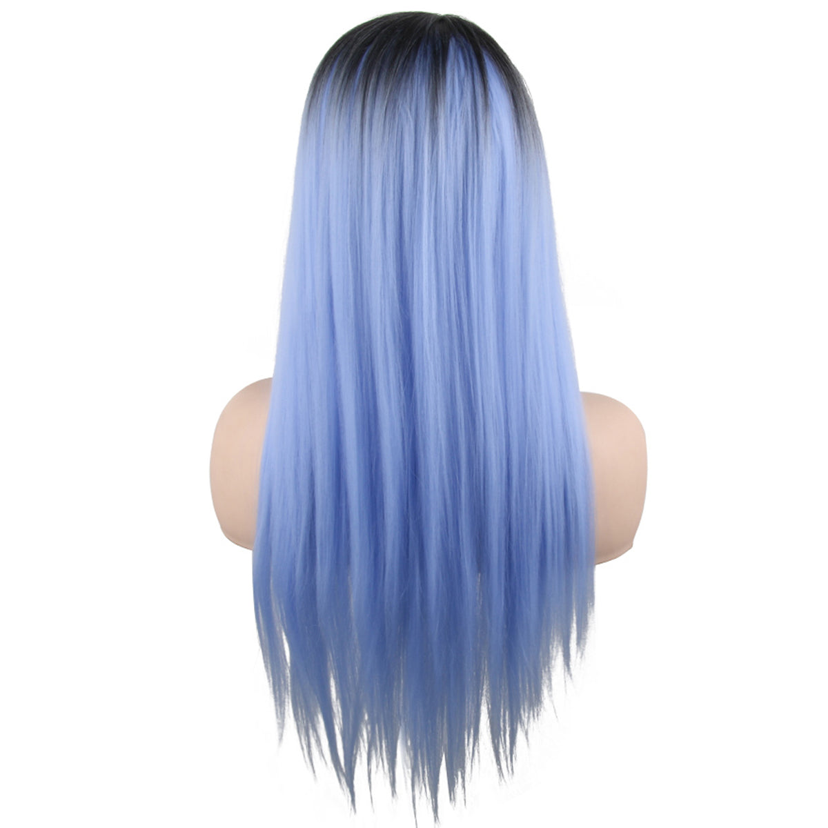 26 inch gradient bright steel blue long straight hair ladies wig Europe and the United States wig synthetic wig