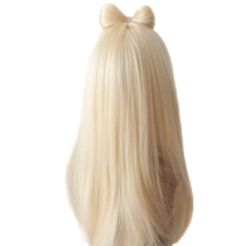 22 inch white bow wig ladies dress up wig Europe and the United States fashion party festival ladies wig