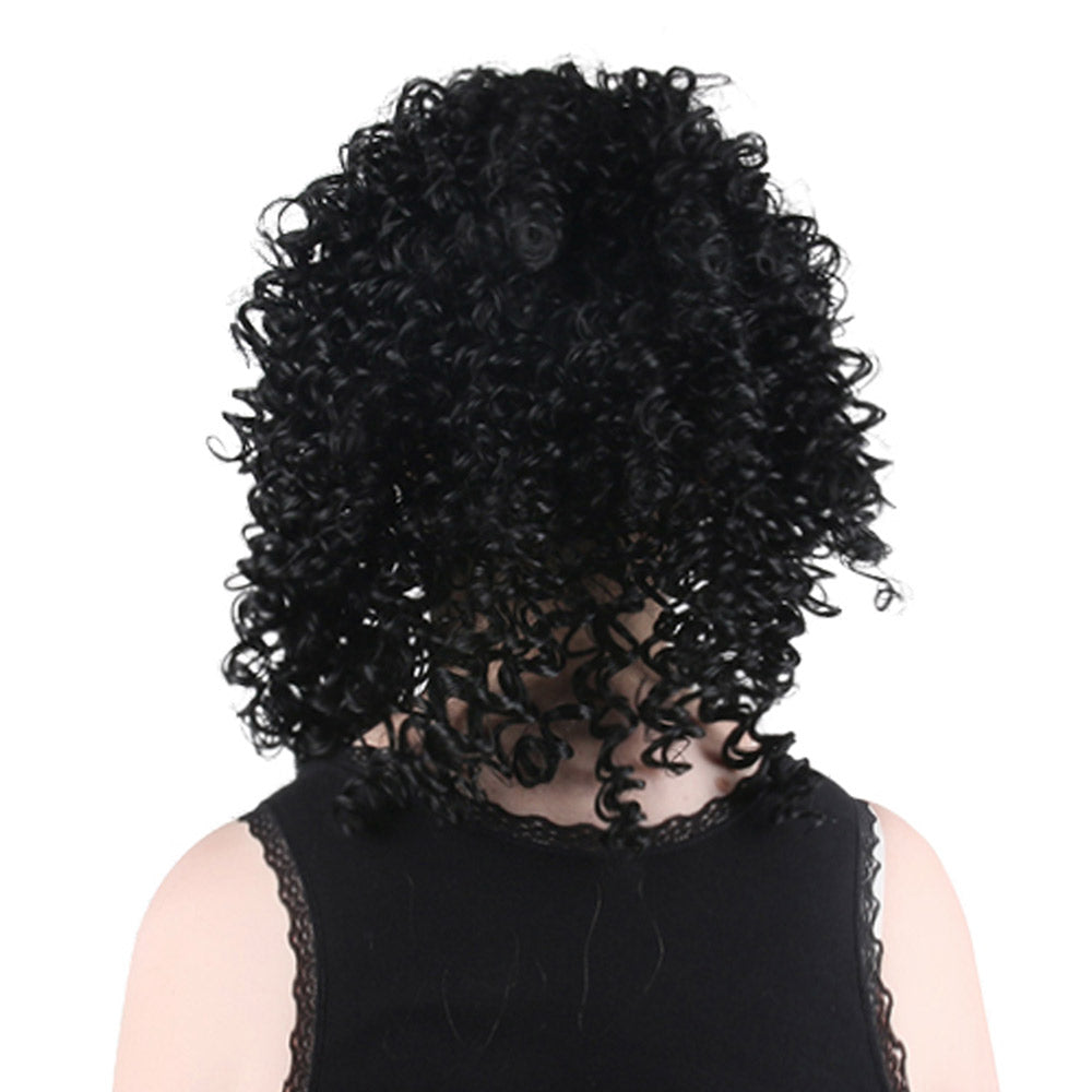 16 Inch Black Super Mario Long Curly African Corn Perm Curls Women's Holiday Wigs