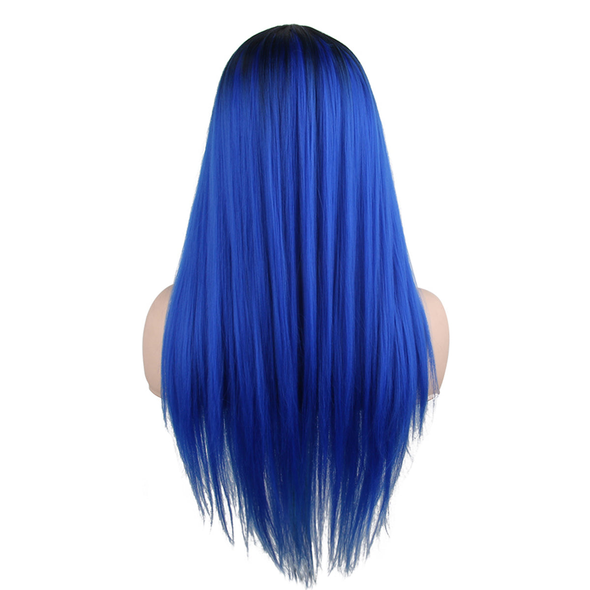 26 inch gradient blue long straight hair ladies wig European and American wig synthetic wig