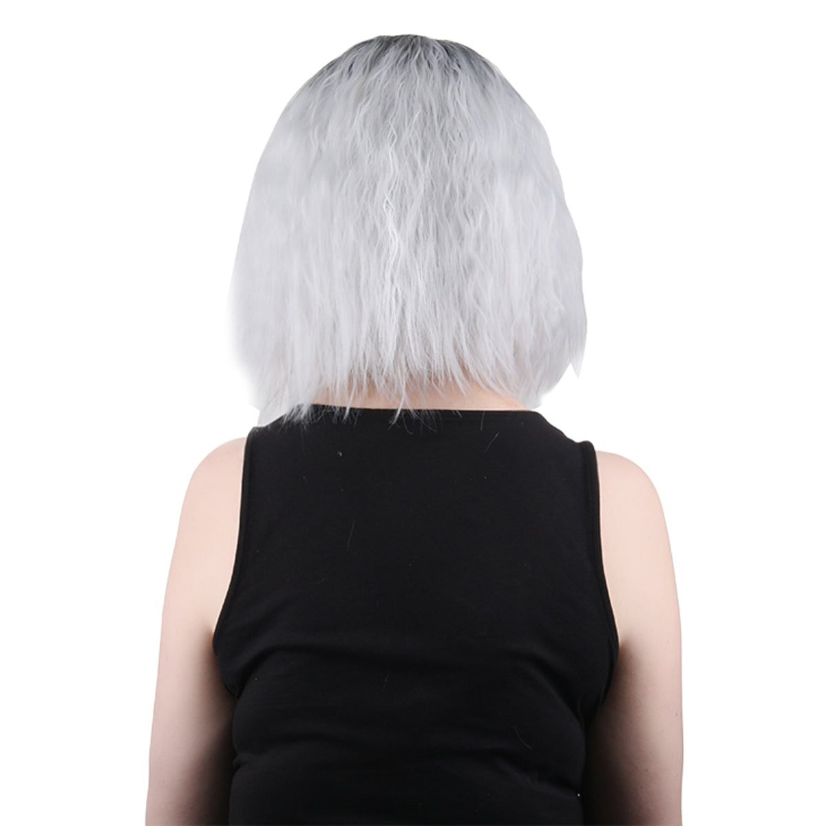 Ombre Silver Grey Wigs Short Length Wigs Women Middle Part Dark Roots Heat Resistant Synthetic Wigs