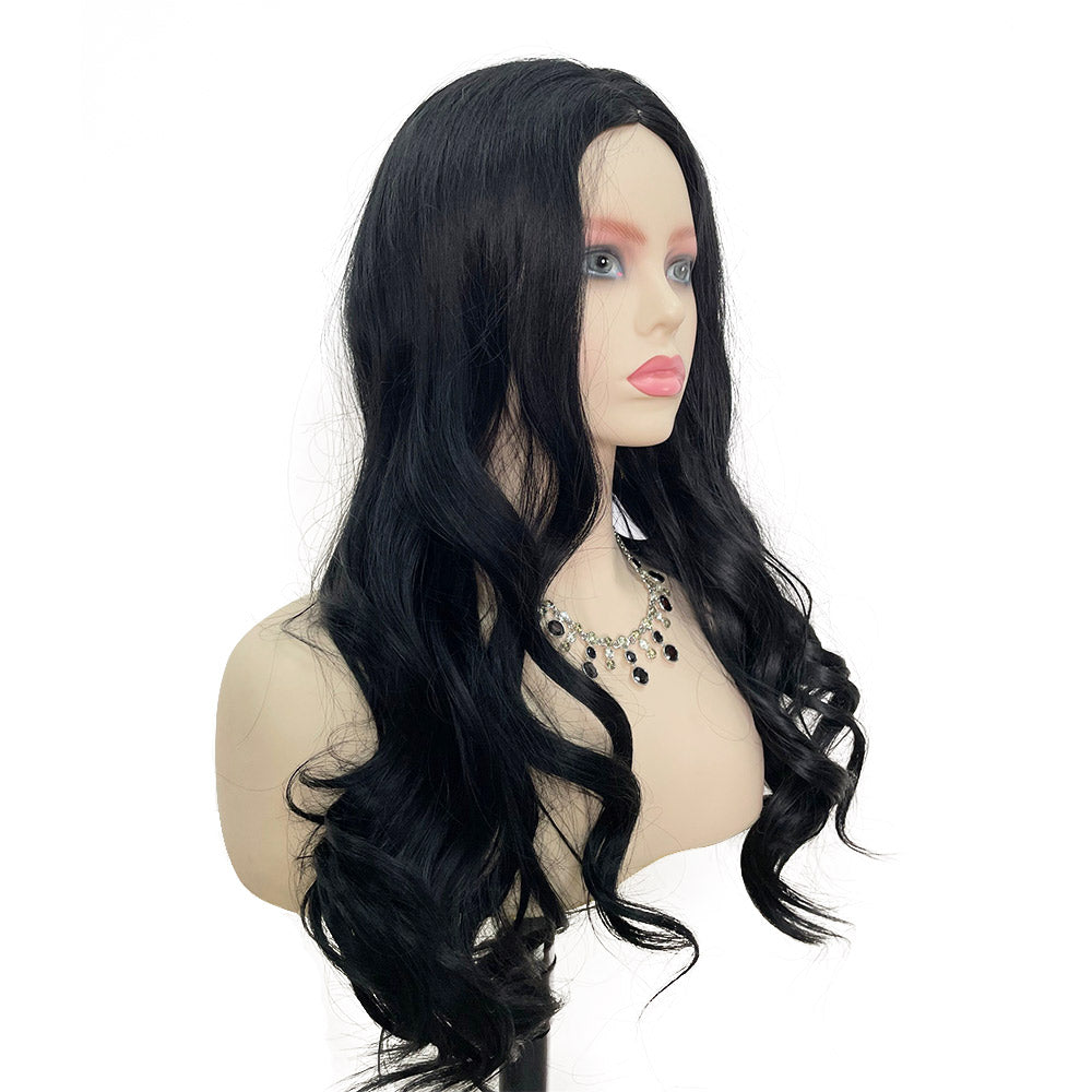 26 Inch Charming Long Natural Black Sillky Straight WaveSynthetic Fiber Wig For Women Daily Party Wear