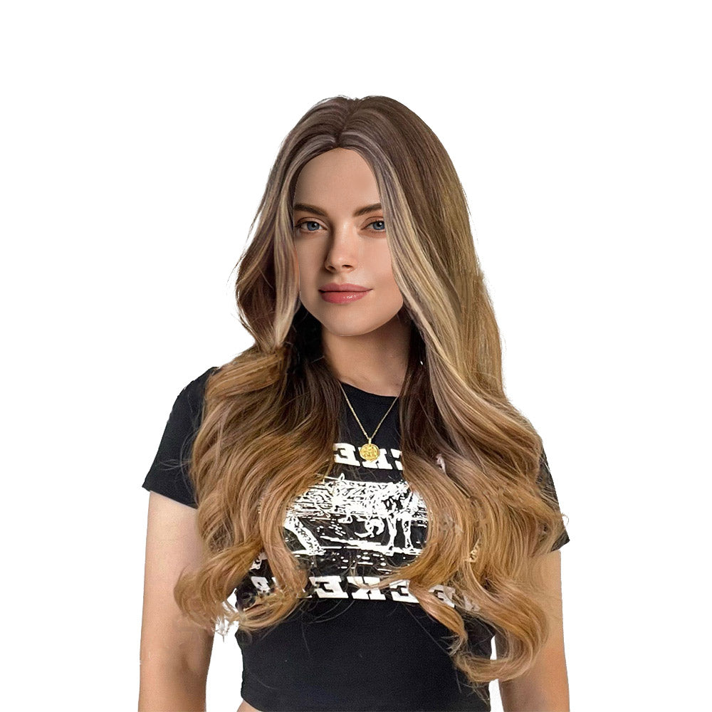 28 Inch Beautiful Long light black brown Natural Wavy Synthetic Wigs for Women Daily Party Wear