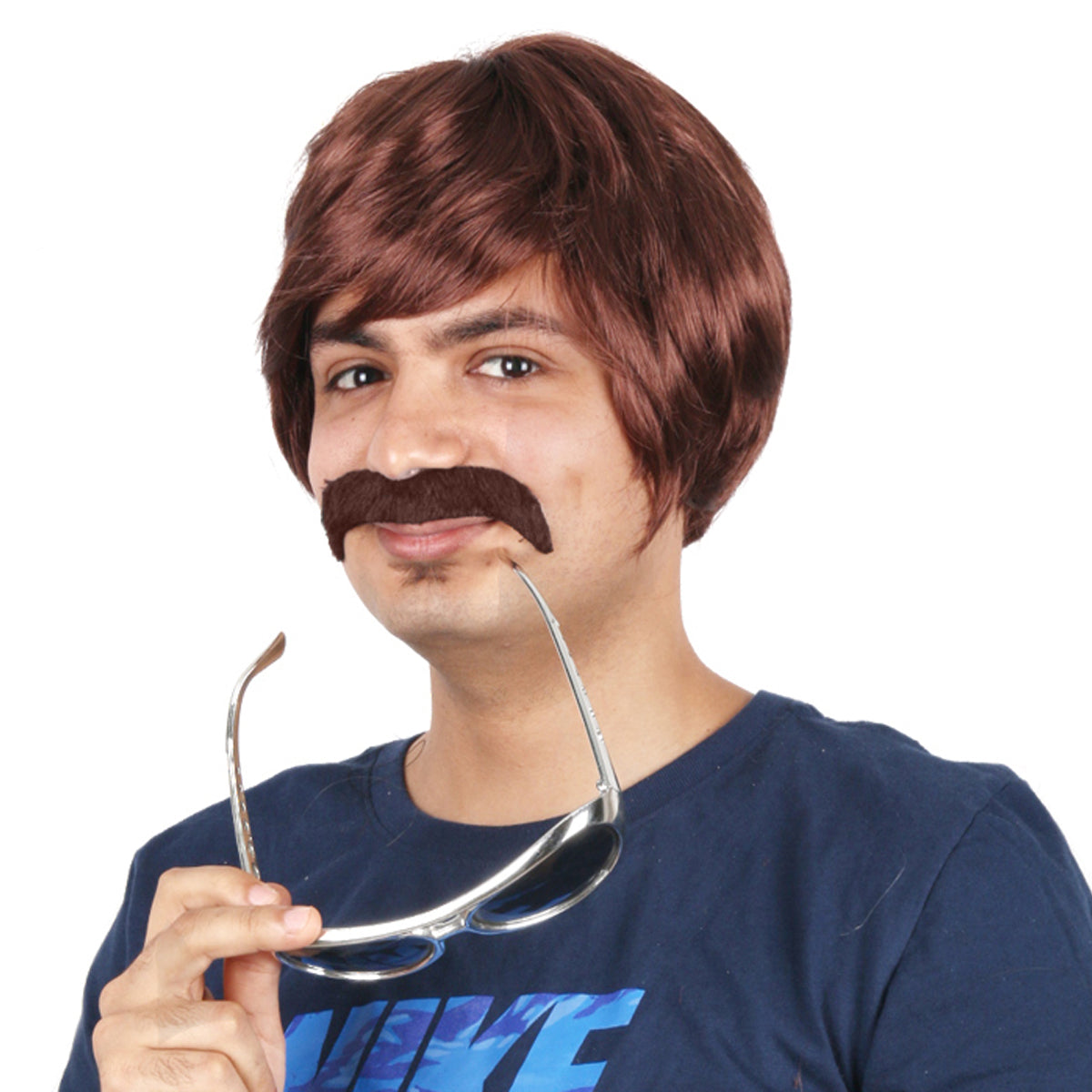 10 Inch Short Chocolate Brown And Black Wilma Flintstone Wig For Halloween Bags Party Favors