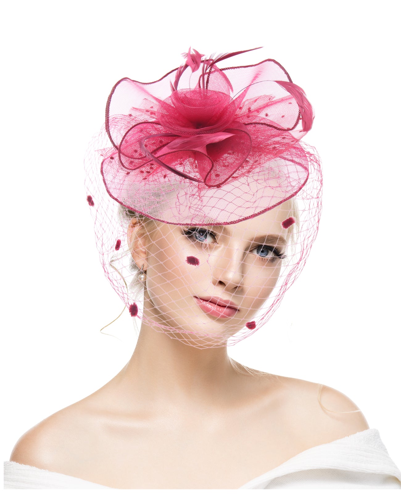 new feather mesh horse racing festival hat bride wedding photography retro ball hat tea party banquet headdressEuropean and American new feather mesh horse racing festival hat bride wedding photography retro ball hat tea party banquet headdress