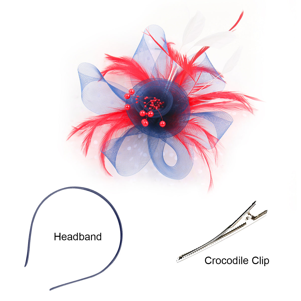 Retro mesh flower headdress bridal feather headdress hair accessories horse racing festival tea party dance hat headband