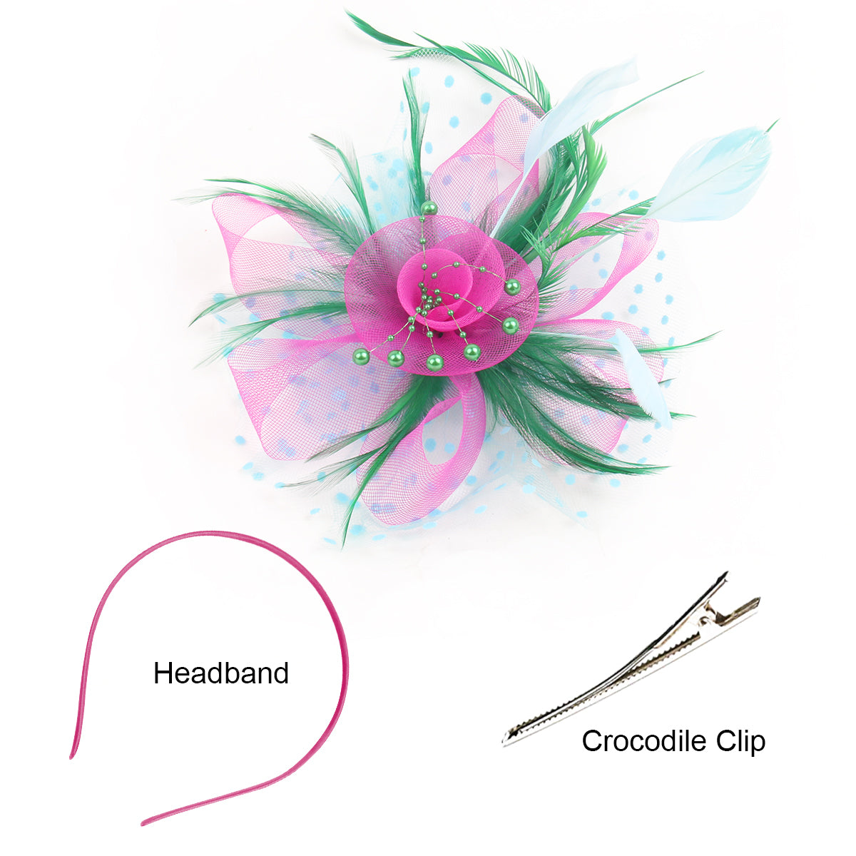 Retro mesh flower headdress bridal feather headdress hair accessories horse racing festival tea party dance hat headband