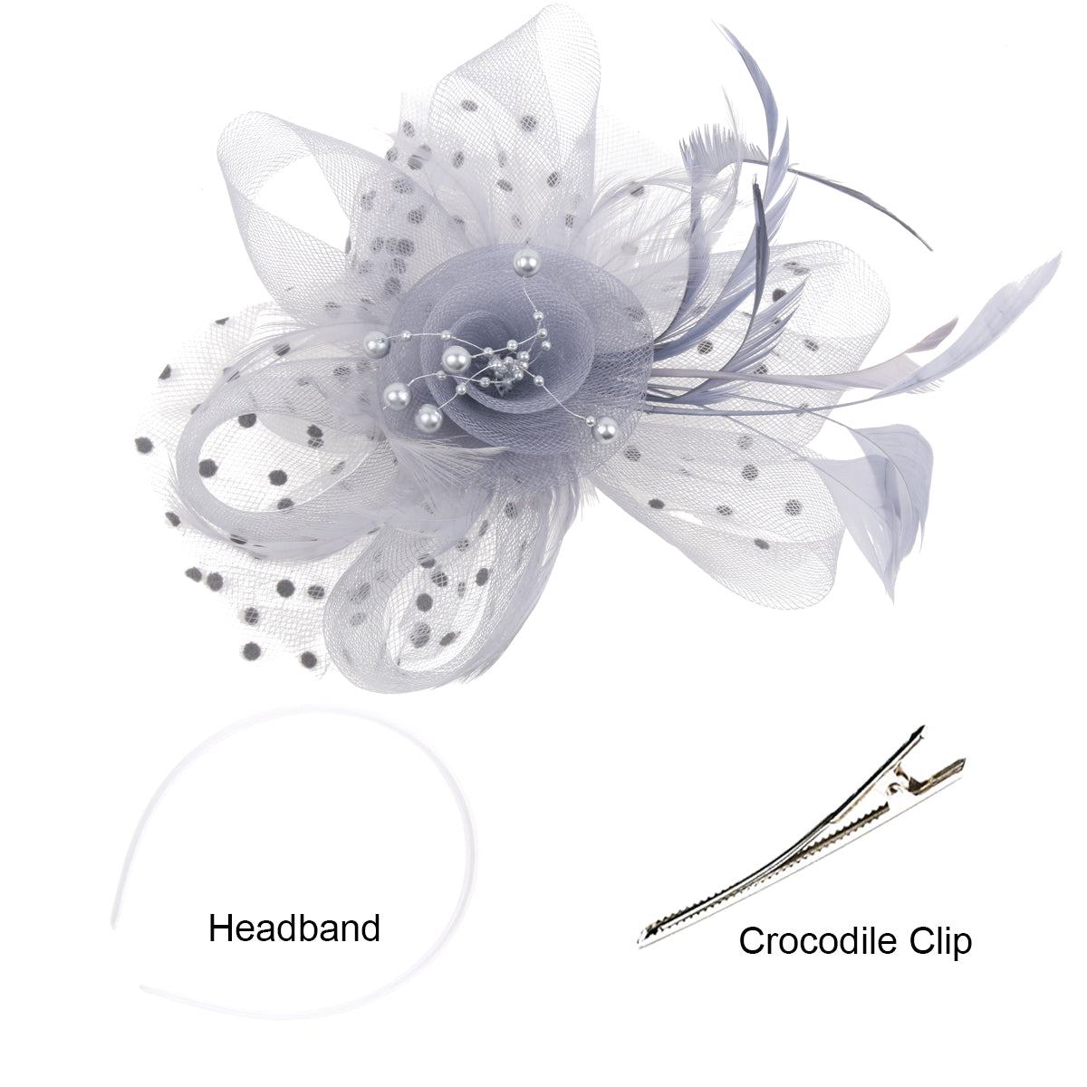 Retro mesh flower headdress bridal feather headdress hair accessories horse racing festival tea party dance hat headband