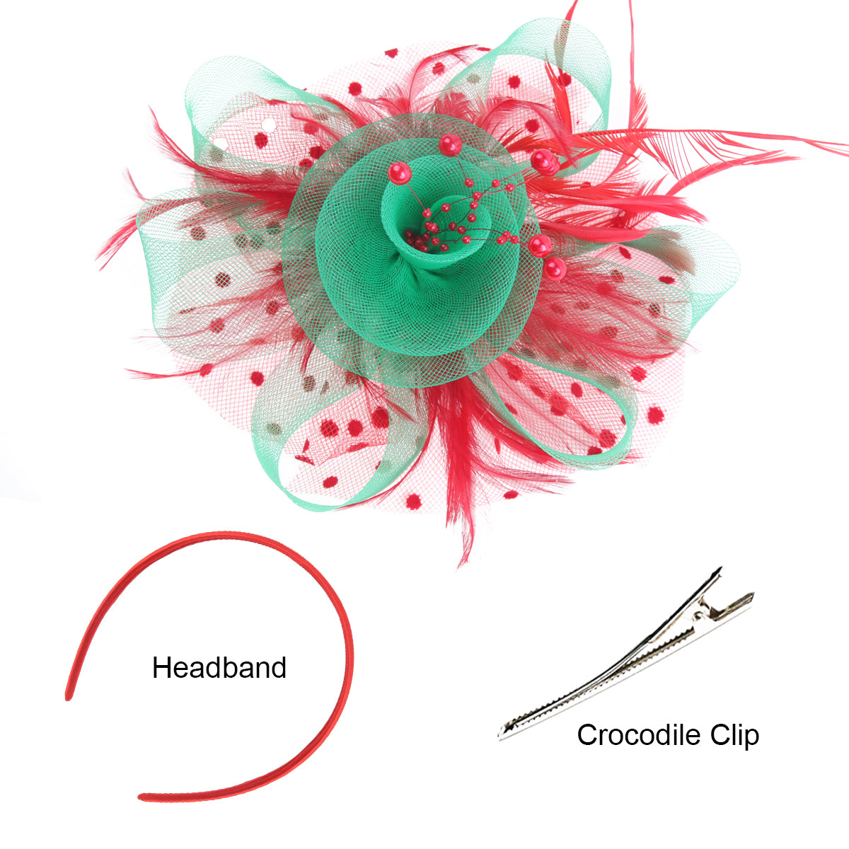 Retro mesh flower headdress bridal feather headdress hair accessories horse racing festival tea party dance hat headband