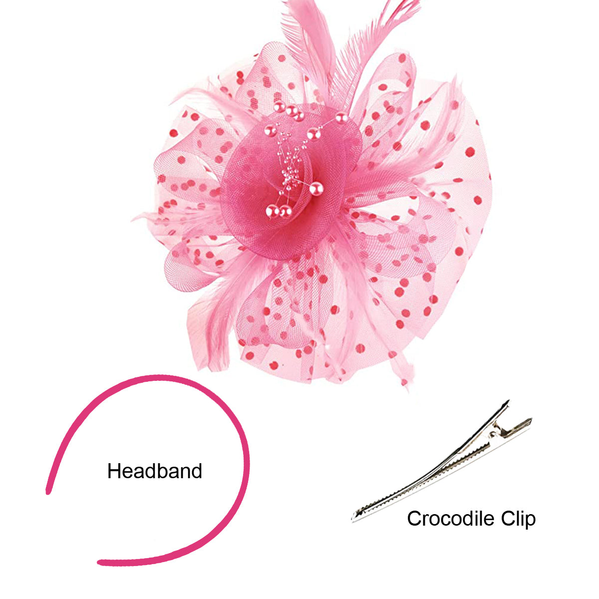 Retro mesh flower headdress bridal feather headdress hair accessories horse racing festival tea party dance hat headband