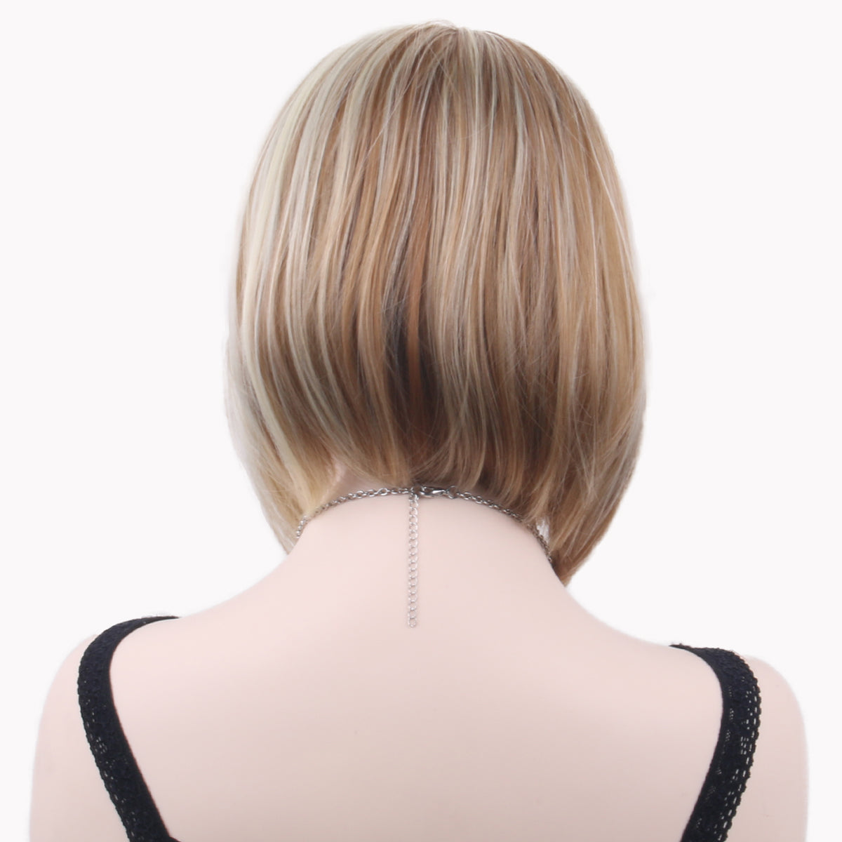 12 Inch Charming Short Kinky Straight Brown Ombre Synthetic Fiber Wig For Women Daily Wear