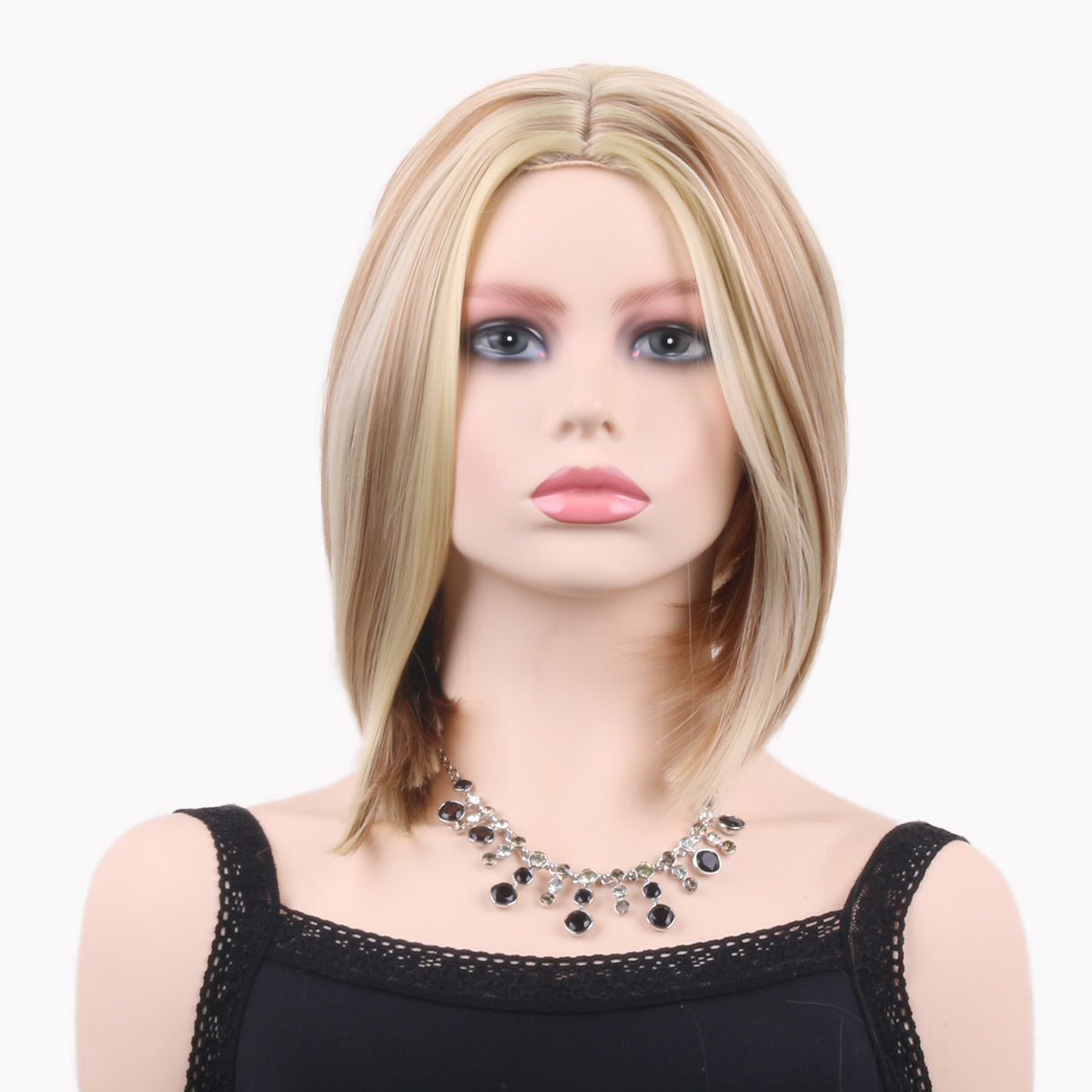 12 Inch Charming Short Kinky Straight Brown Ombre Synthetic Fiber Wig For Women Daily Wear