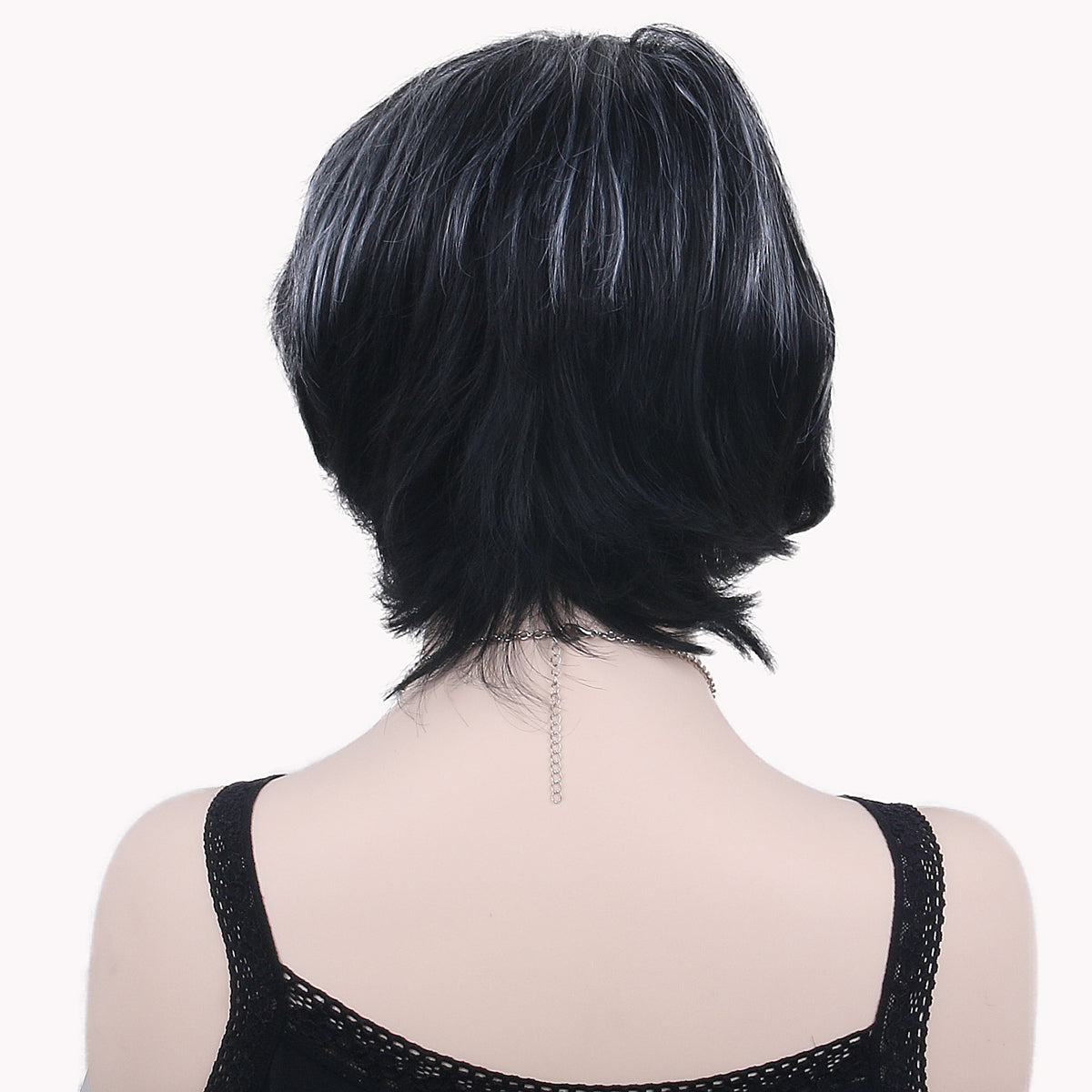 12 Inch Short Black And White Miss Flower Store Mullet Wigs 250 Density For Black Women Human Hair Glueless