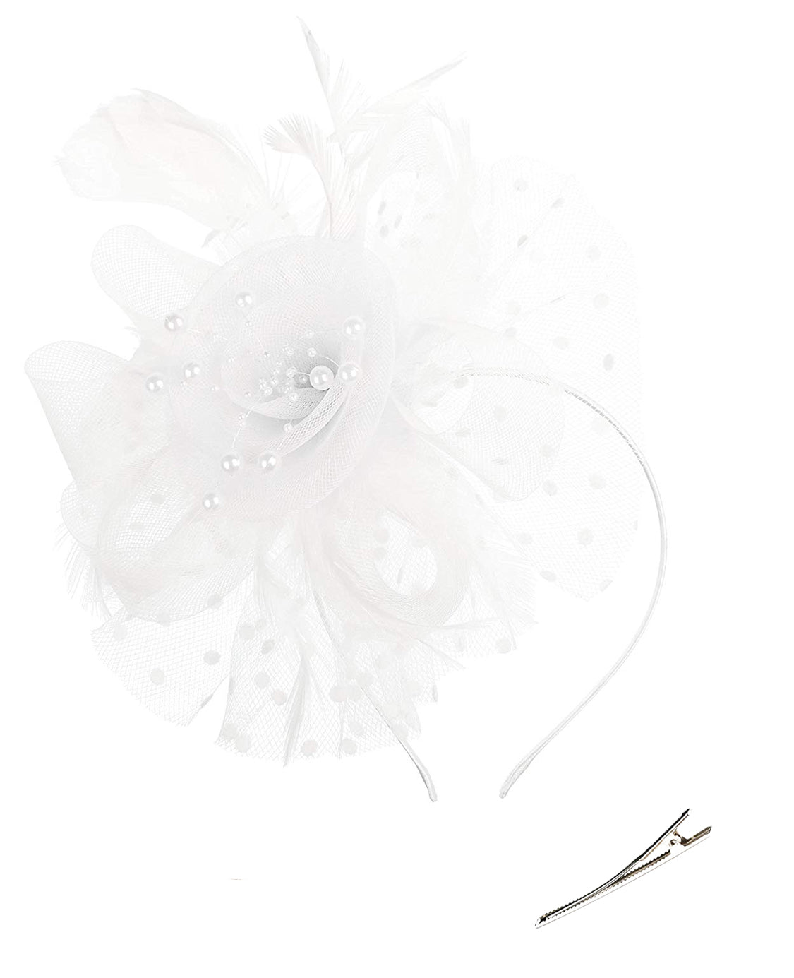 Retro mesh flower headdress bridal feather headdress hair accessories horse racing festival tea party dance hat headband