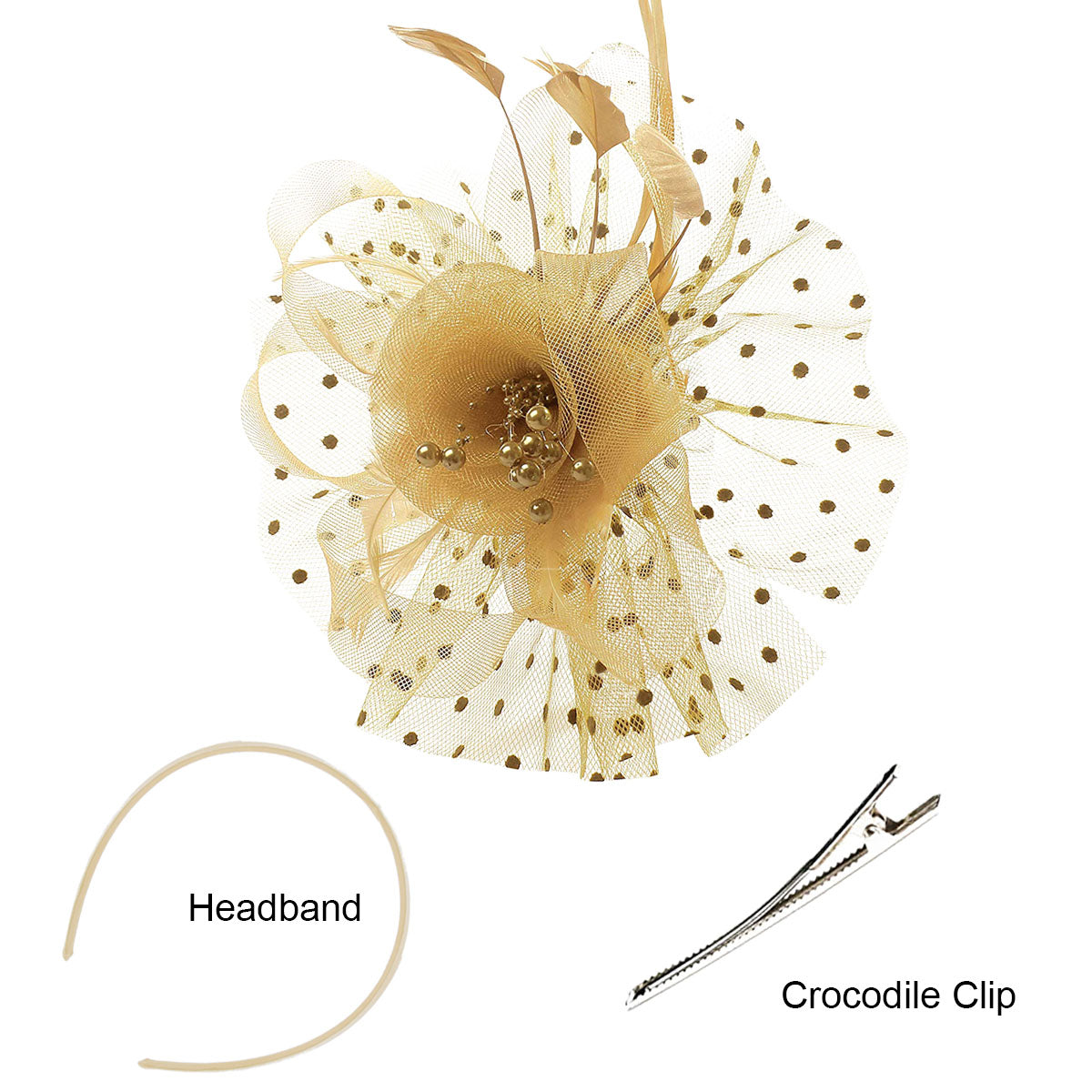Retro mesh flower headdress bridal feather headdress hair accessories horse racing festival tea party dance hat headband