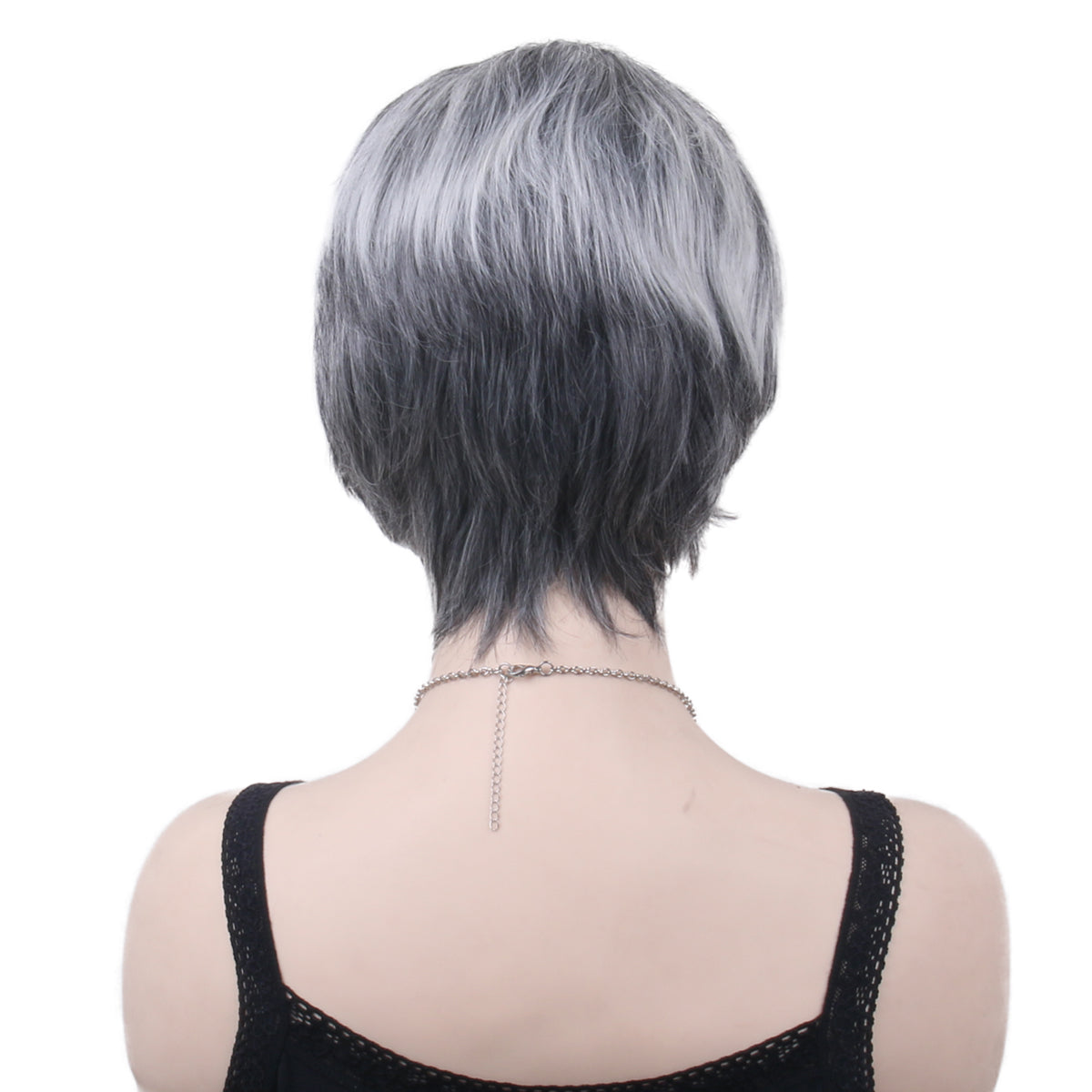 Black And Silver Gray Wigs Short High Temperature Heat Resistancee Hair For Woman Wear