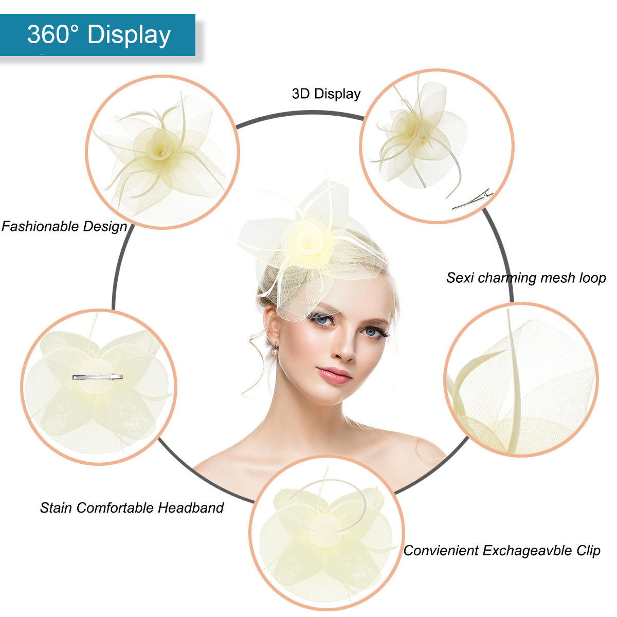 European and American hot-selling flower mesh hair accessories bride stage performance photo veil headdress