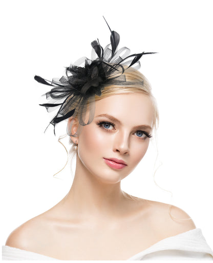 European and American Amazon retro feather headdress prom bridal hair accessories mesh hat Jockey Club hair accessories hairpin
