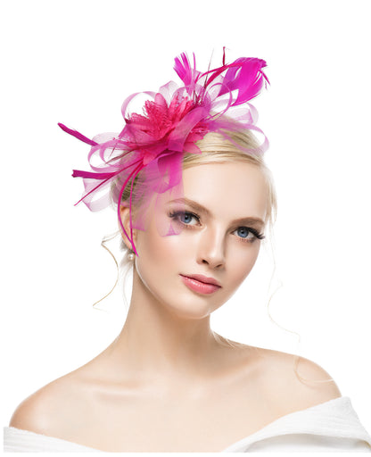 European and American Amazon retro feather headdress prom bridal hair accessories mesh hat Jockey Club hair accessories hairpin