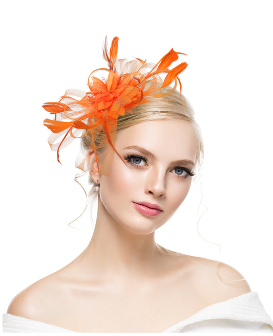 European and American Amazon retro feather headdress prom bridal hair accessories mesh hat Jockey Club hair accessories hairpin