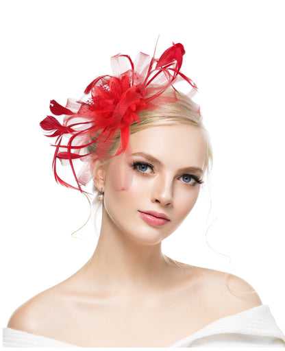European and American Amazon retro feather headdress prom bridal hair accessories mesh hat Jockey Club hair accessories hairpin